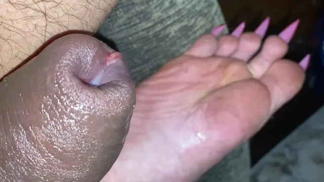 Pumped cock on long red toenail claws